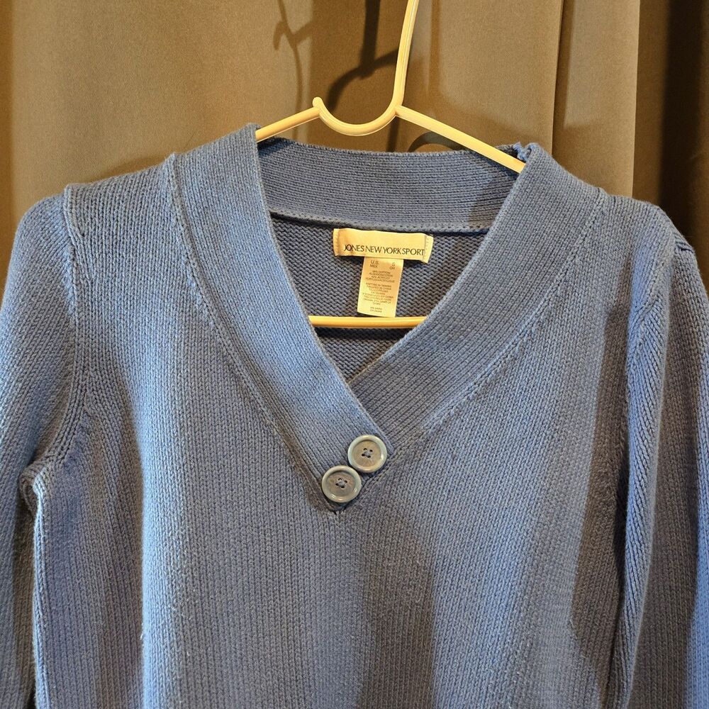 Jones New York Sport Blue VNeck Sweater, Size Small - Picture 2 of 6